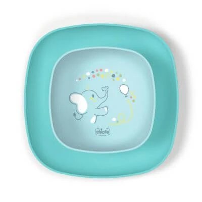 Bol Chicco și farfurie plată 12m+ albastru deschis