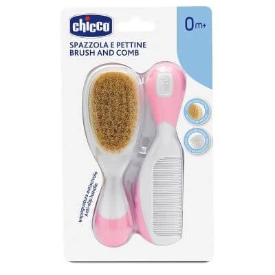 Perie + pieptene Chicco roz