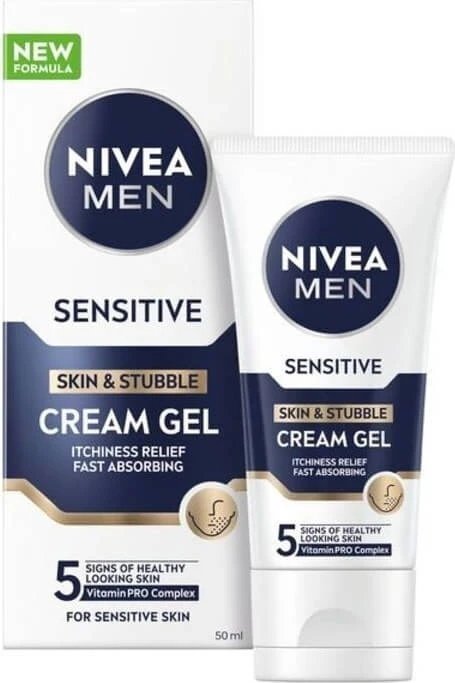 Nivea Men Gel cremă pentru piele sensibilă și barbă 1×50 ml, gel facial