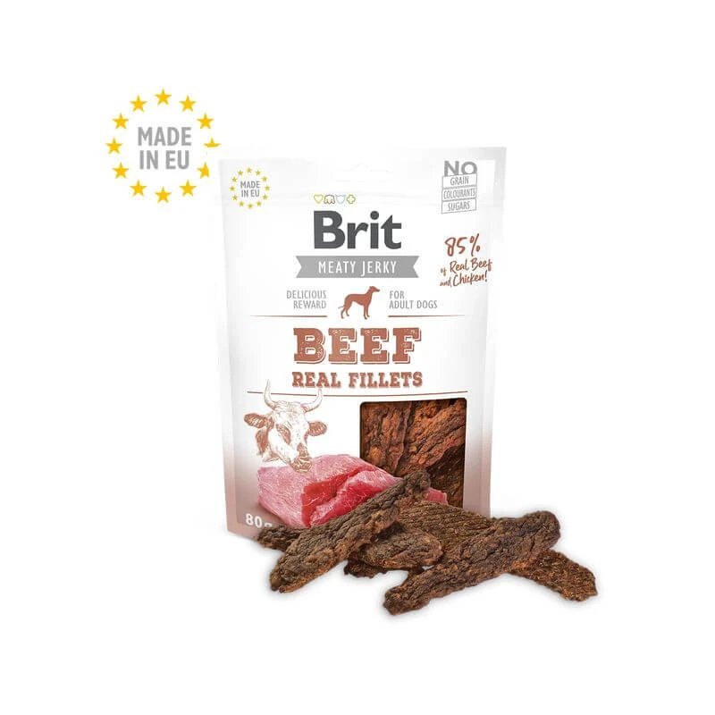 Brit Jerky Snack File de vită 80Gr pentru câini