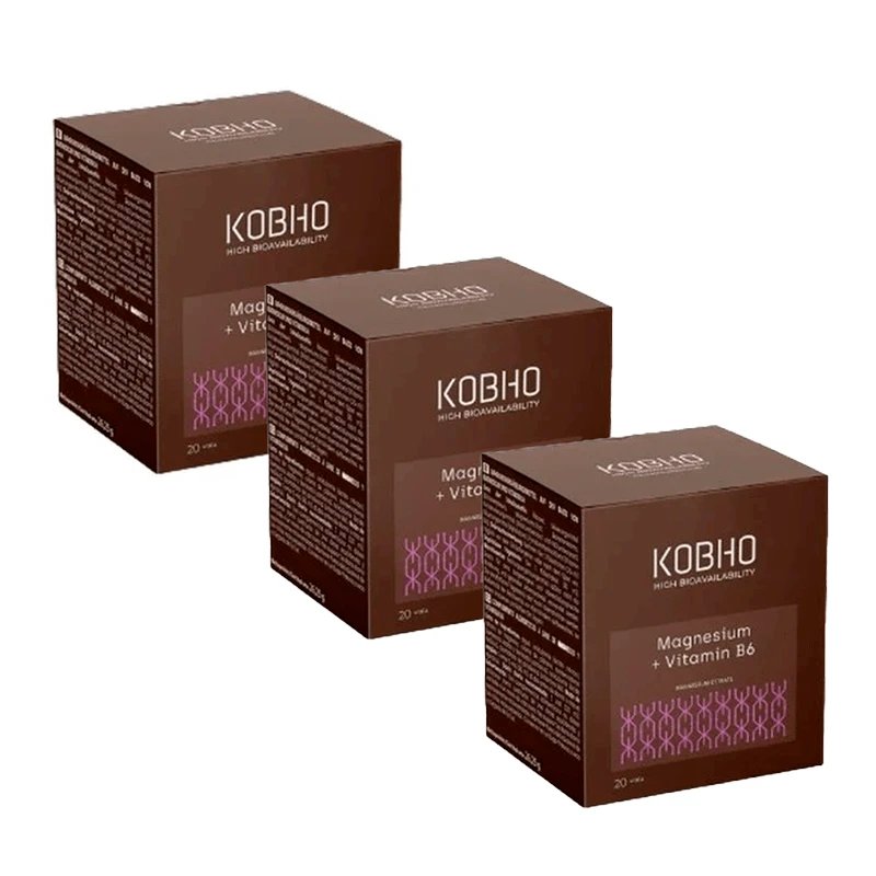 Kobho Labs Triplo Supliment magneziu + vitamina B6, 3 x 20 fiole
