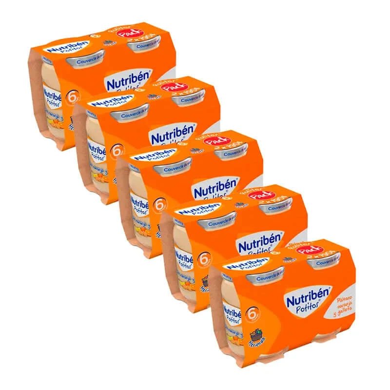 Nutriben Pack Pot Snack Banană, portocală și biscuiți 5 X 2 X190 Gr