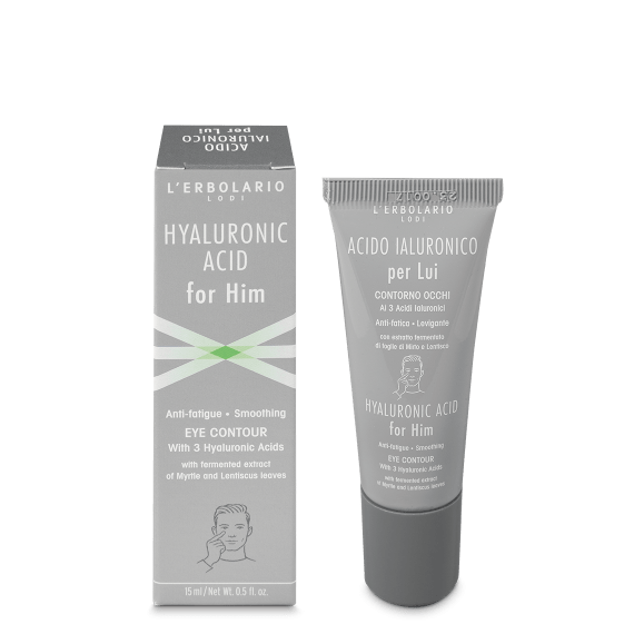 L'Erbolario Contur pentru ochi anti oboseala cu acid hialuronic pentru barbati, 15ml