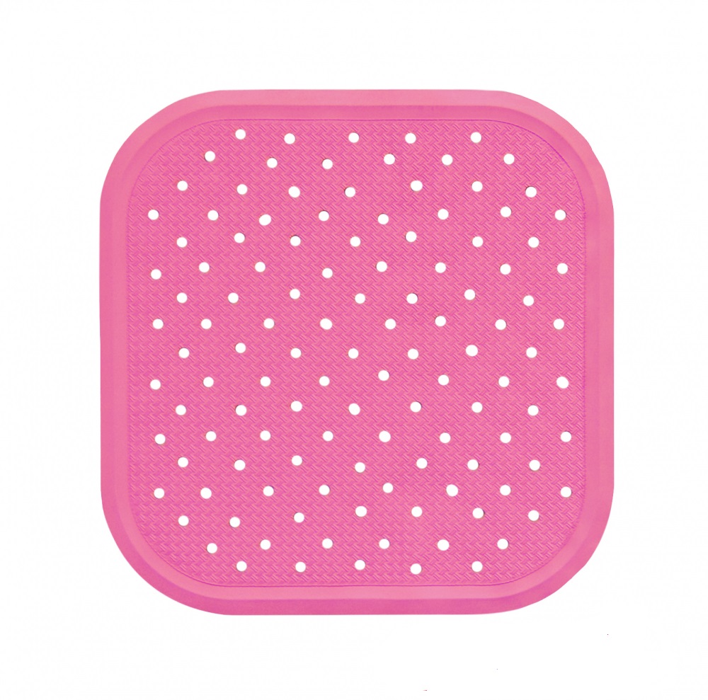 Covoras antiderapant din cauciuc natural pentru cada cu ventuze Roz, 56x56 cm, Sanger