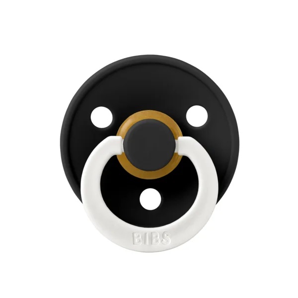 Suzeta fosforescenta din latex cu tetina rotunda pentru +0 luni Colour Glow Black, 1 bucata, Bibs