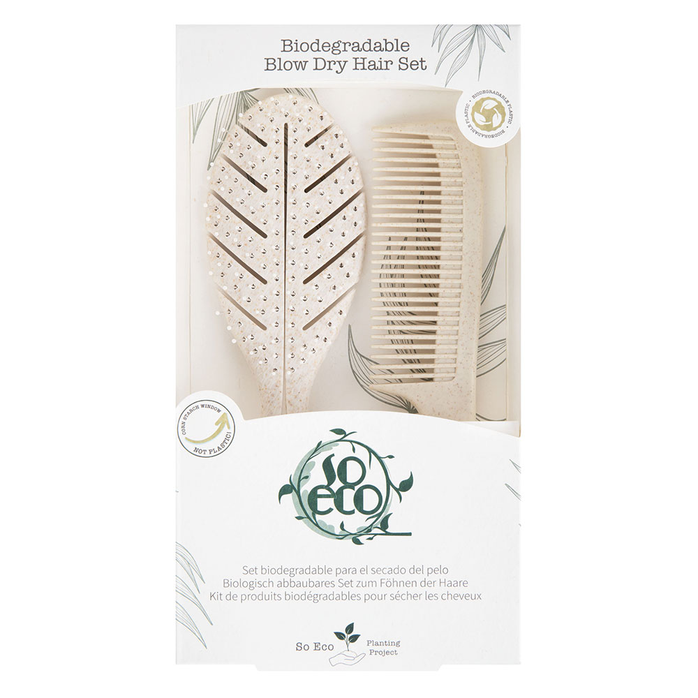Set perii pentru par Blow Dry ecologic biodegradabil, 2 bucati, So Eco