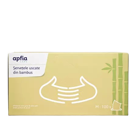 Servetele uscate din bambus hipoalergenice si biodegradabile, 100 bucati, Apfia Care
