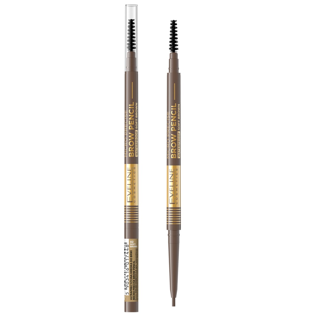 Creion de sprancene Micro Precision 02 Soft Brown, 0.6g, Eveline Cosmetics