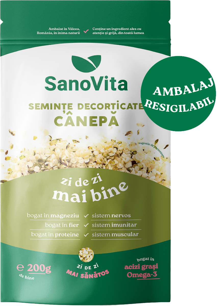 Seminte de canepa decorticate, 200g, SanoVita