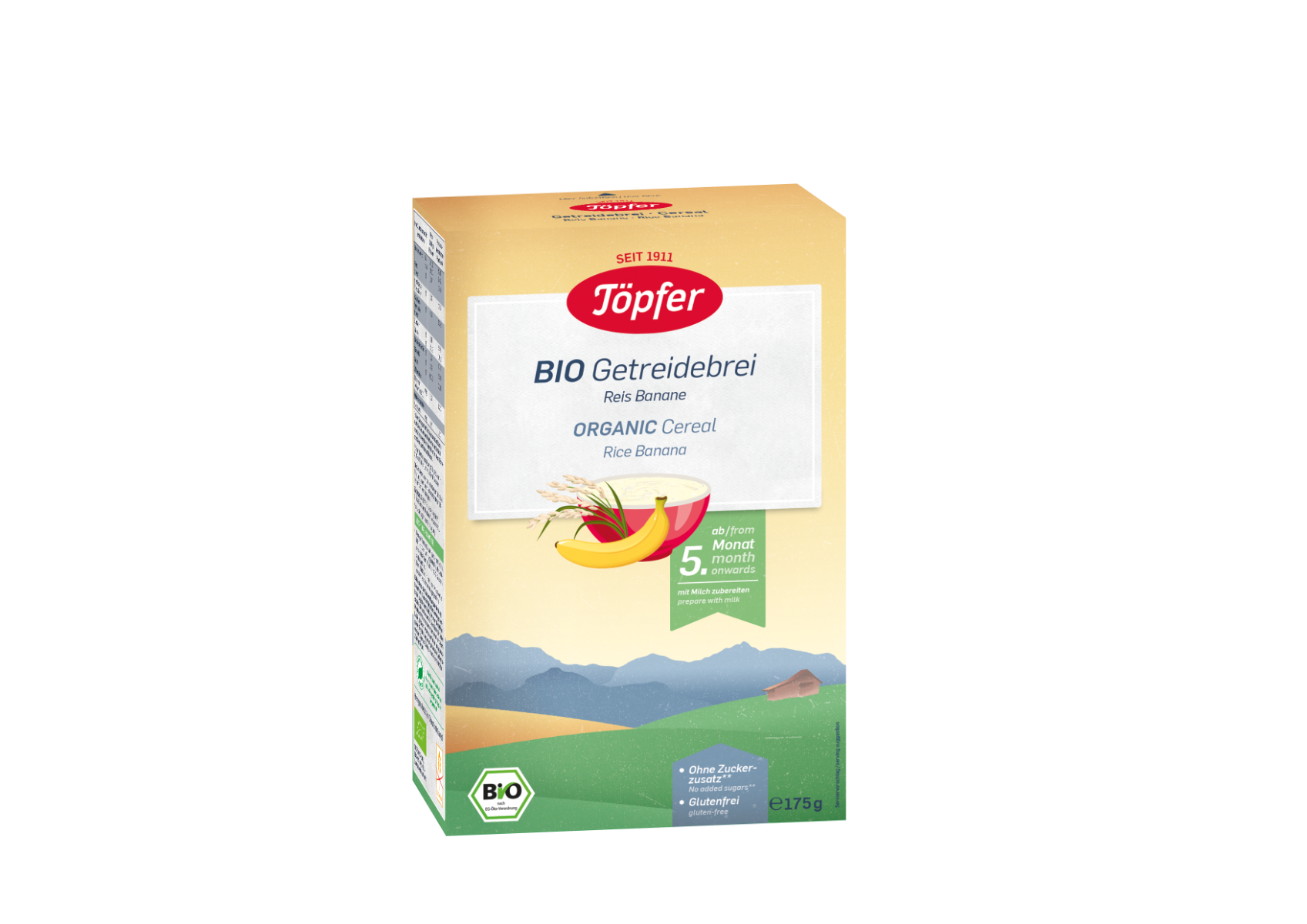 Cereala Bio cu orez si banane pentru +5 luni, 175g, Topfer
