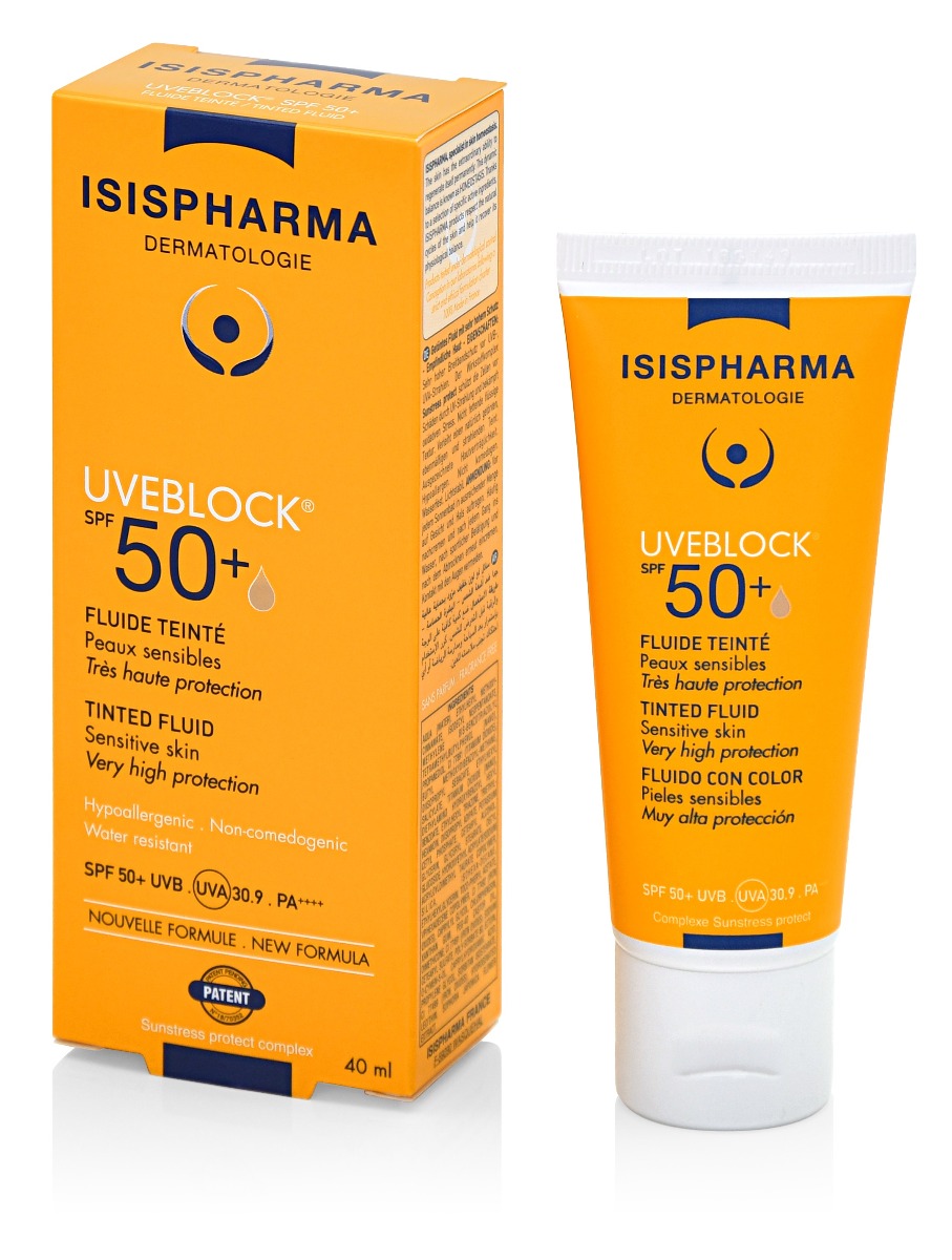 Fluid nuantator Tinted Fluid SPF50+UVEBLOCK, 40ml, Isis Pharma