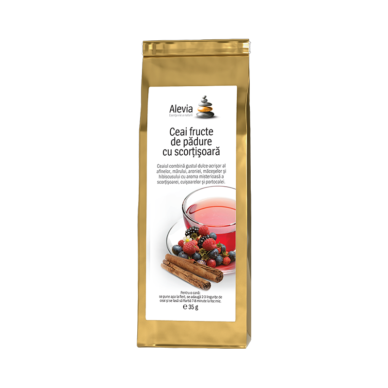 Ceai fructe de padure cu scortisoara, 35g, Alevia
