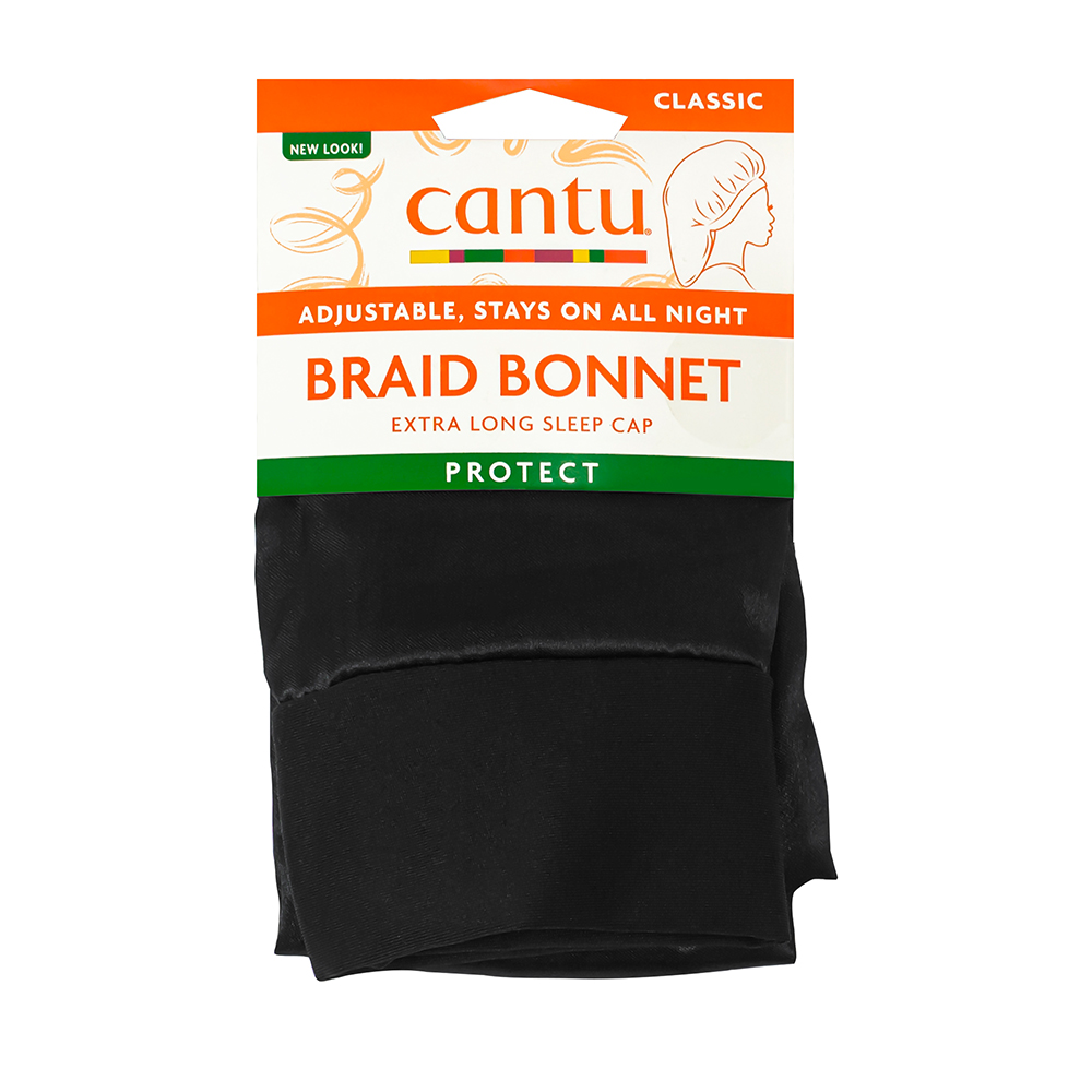 Boneta neagra din satin pentru protejarea parului impletit si lung Protect Classic, 1 bucata, Cantu