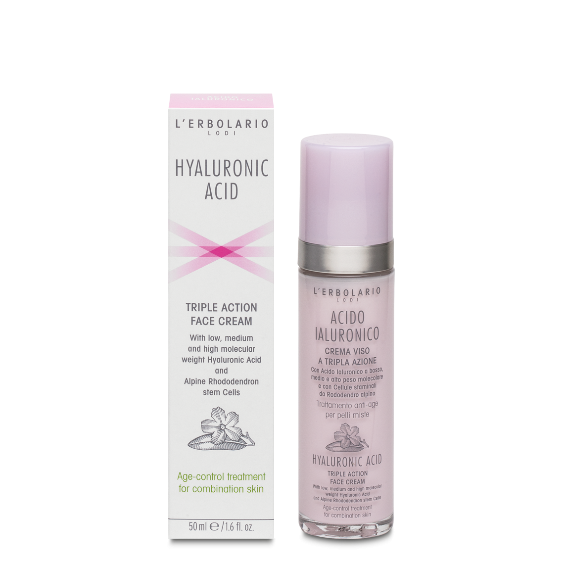 L'Erbolario Crema de fata pentru ten mixt cu acid hialuronic, 50ml
