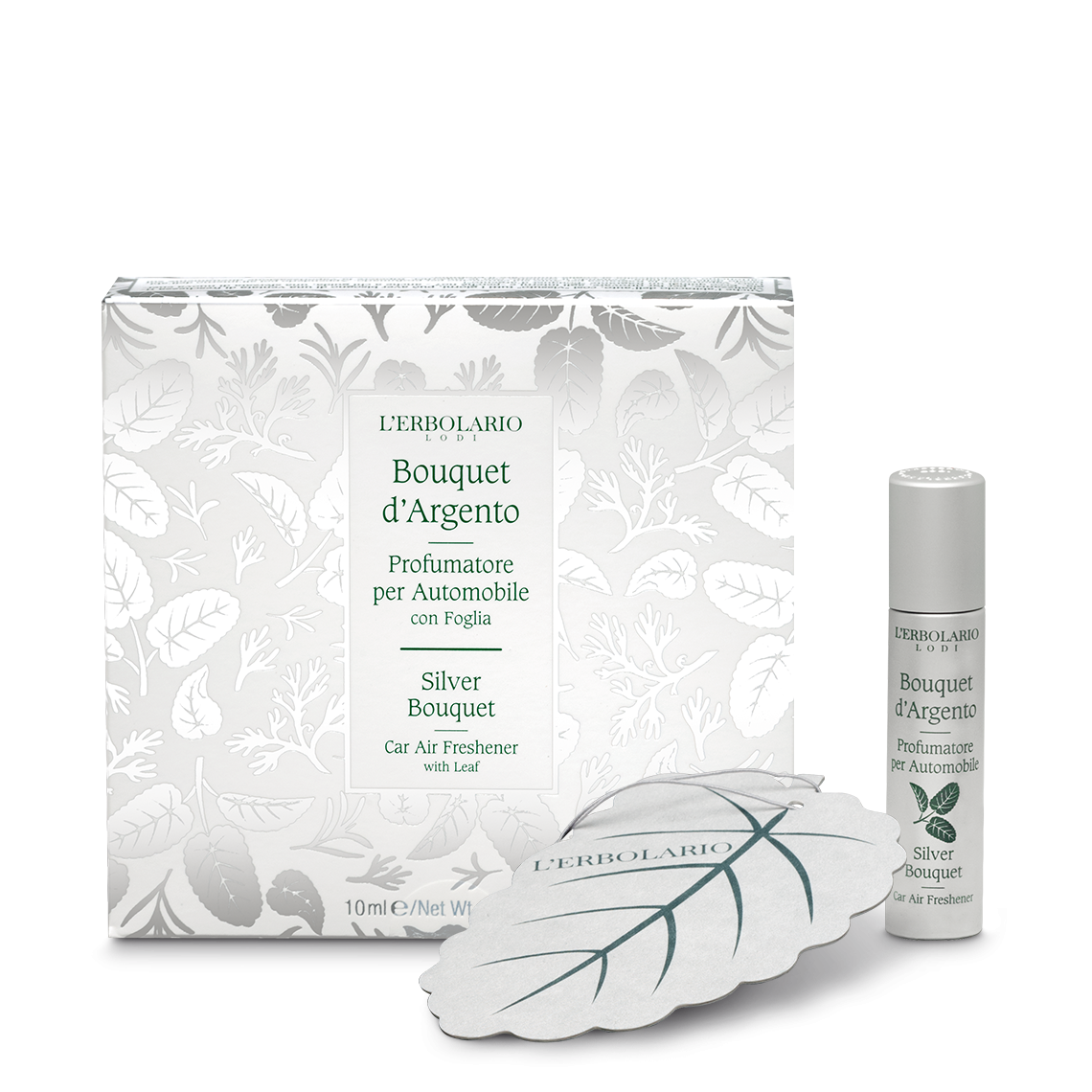 L'Erbolario Odorizant pentru masina cu frunza Silver Bouquet, 10ml