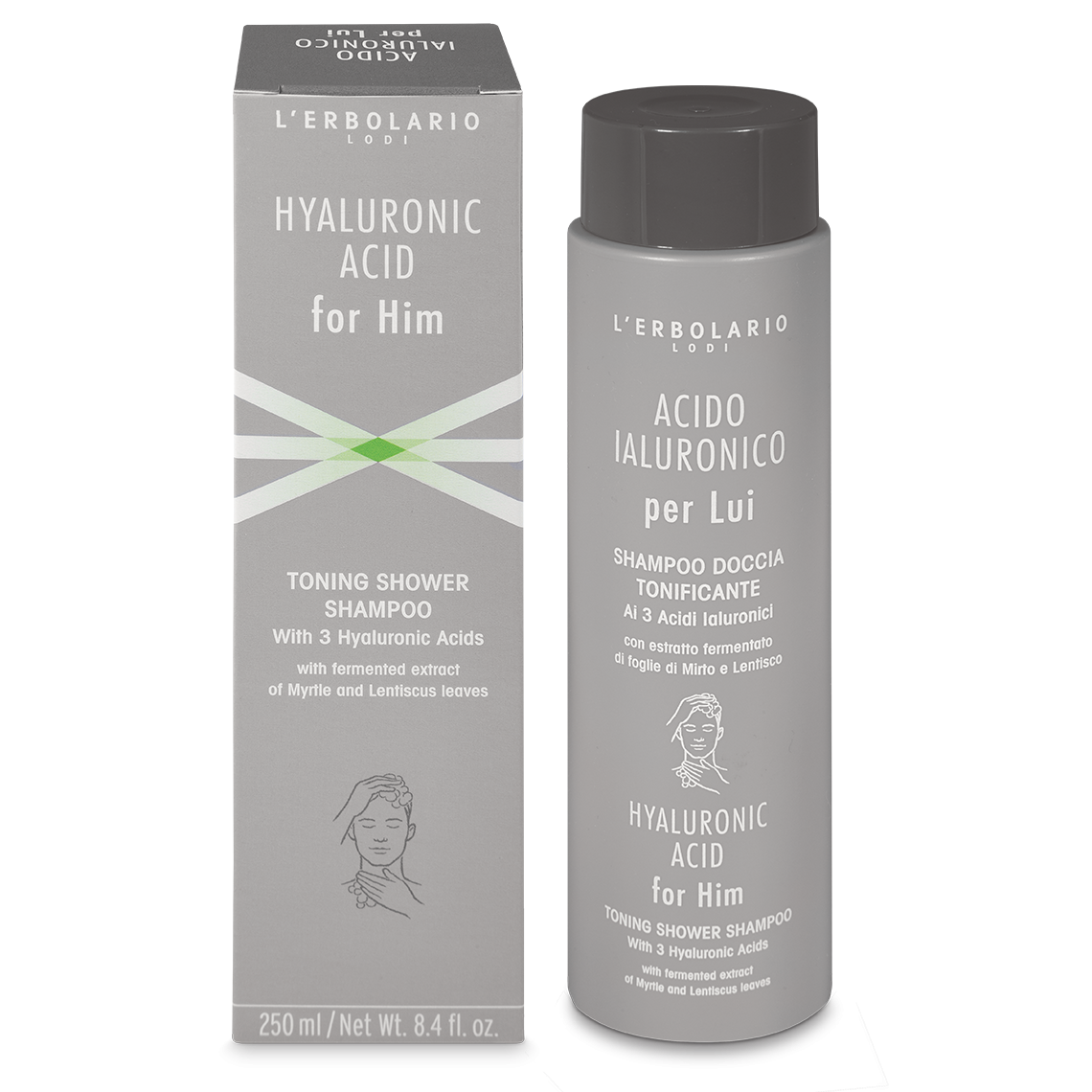 L'Erbolario Sampon tonifiant cu acid hialuronic pentru barbati, 250ml