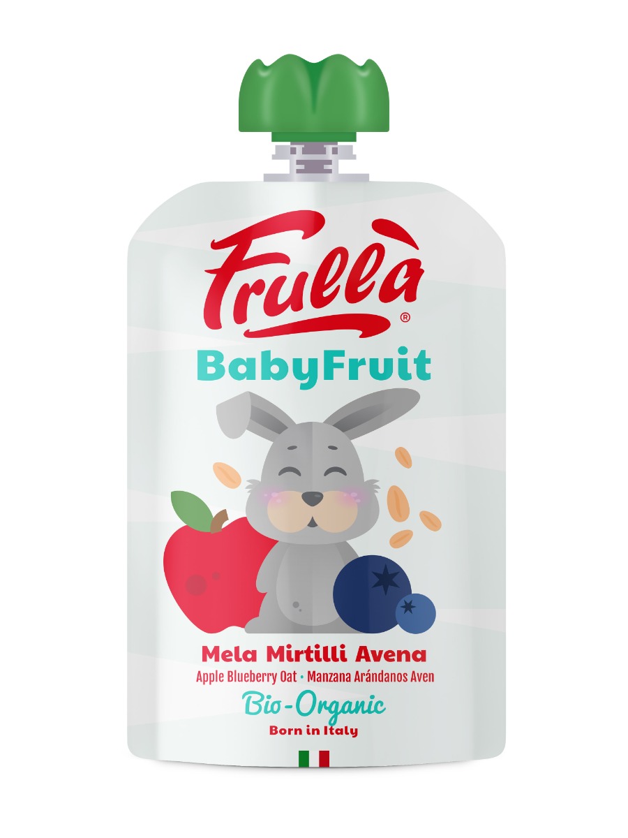 Piure pentru copii din mar afine si ovaz Baby Fruit Bio, 100g, Frulla