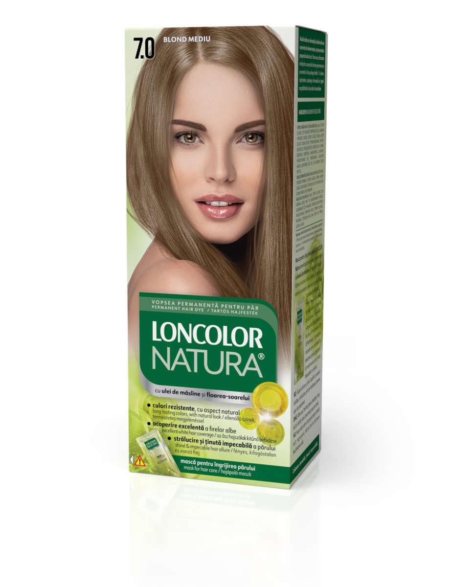 Vopsea de par permanenta Natura Nr. 7.0, 110ml, Loncolor