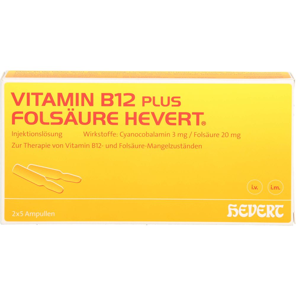 Vitamin B12 Plus Folsäure Hevert a 2 ml Ampullen 20 ml