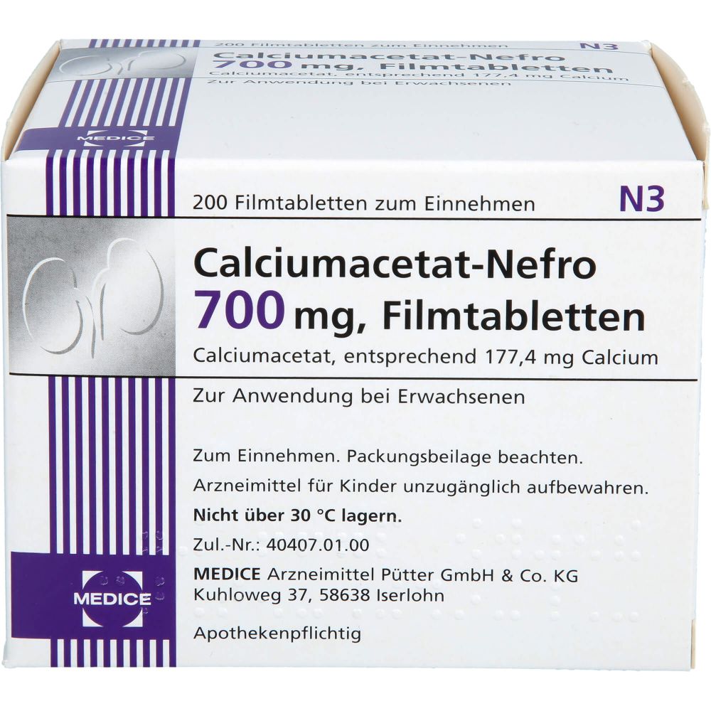 Calciumacetat Nefro 700 mg Filmtabletten 200 St