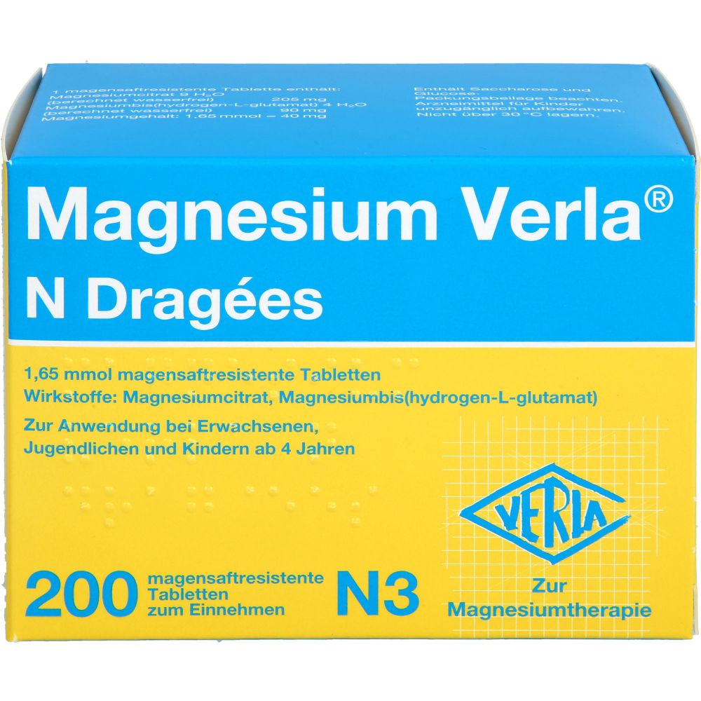 Magnesium Verla N Dragees 200 St