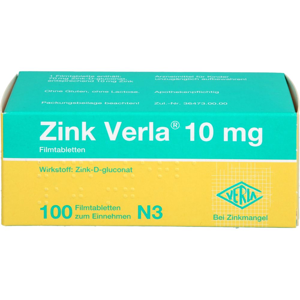 Zink Verla 10 mg Filmtabletten 100 St
