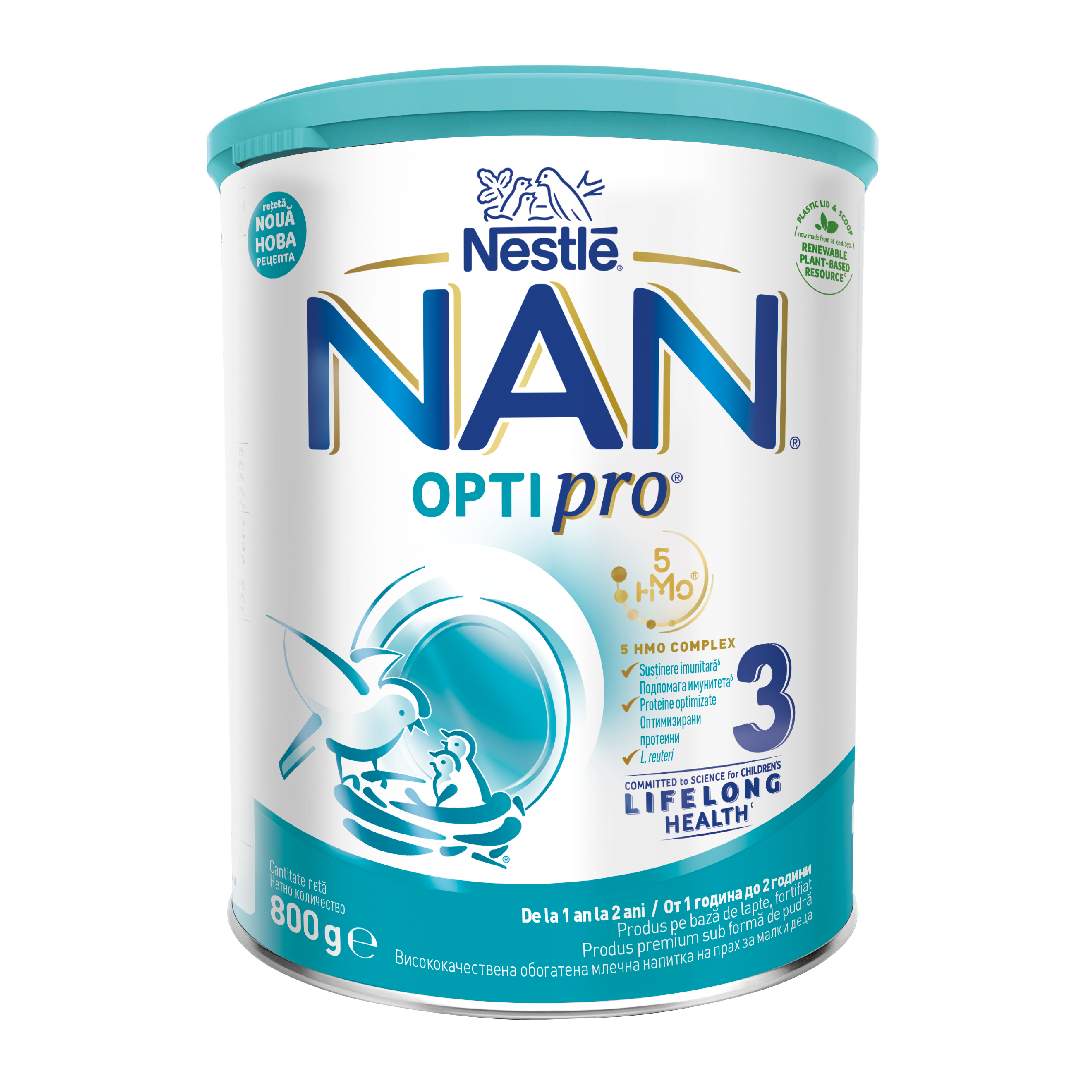 Formula de lapte praf, Nan 3 Optipro HMO, 12+ luni, 800 g, Nestle