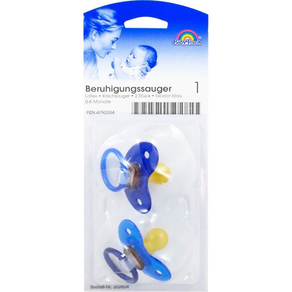 Beruhigungssauger Kirsche Lat.0-6 M.bicol.blau 2 St