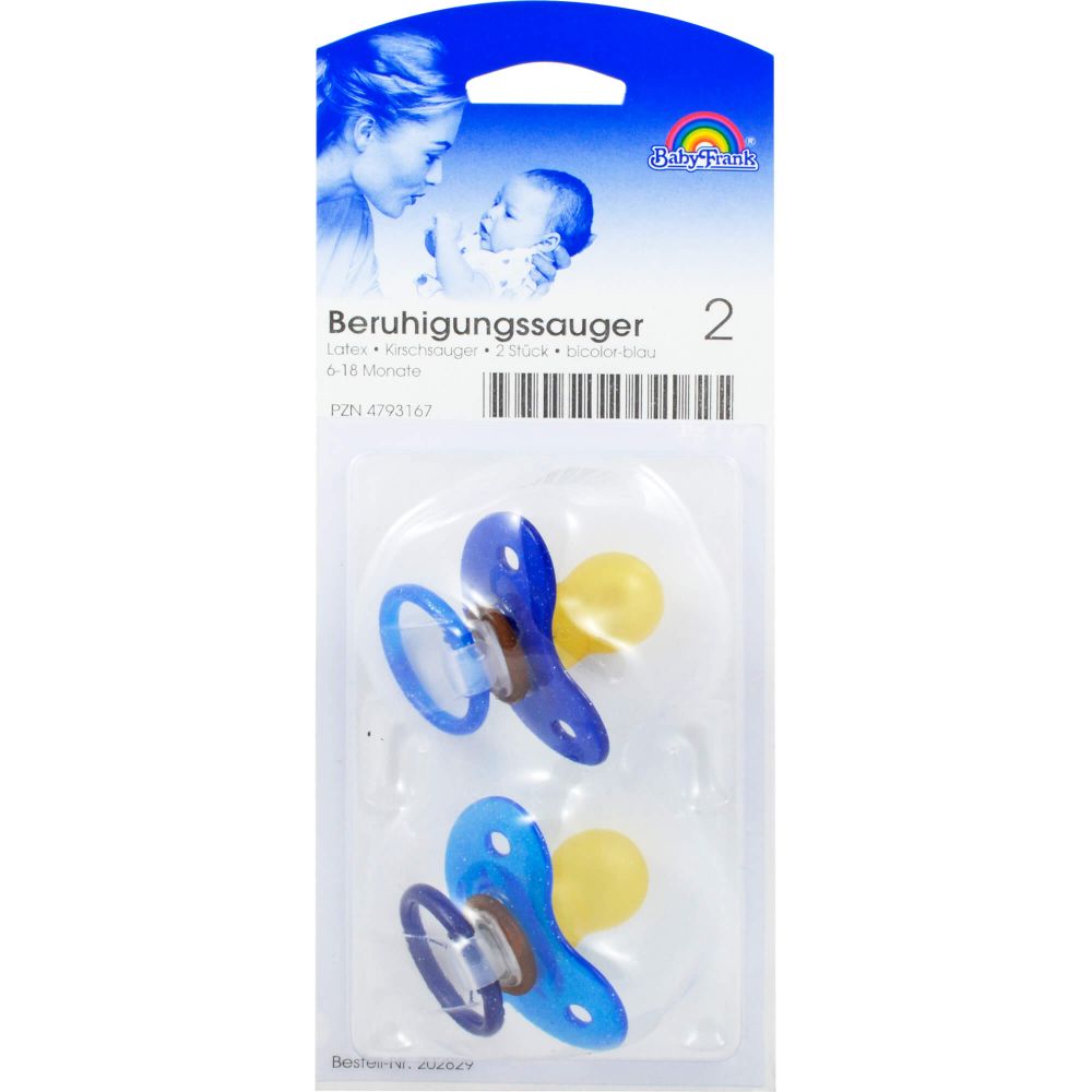 Beruhigungssauger Kirsche Lat.6-18 M.bicol.blau 2 St