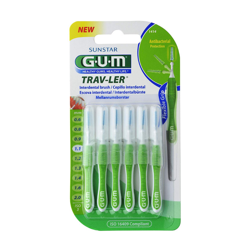 Periute interdentare Trav-Ler, 1.1 mm, verde, 6 bucati, Sunstar Gum