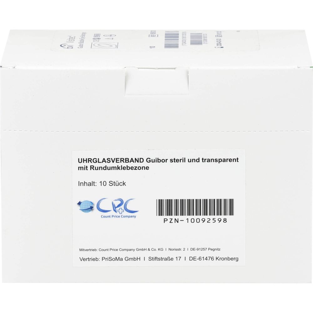 Uhrglasverband steril transparent m.Rundumkleb. 10 St