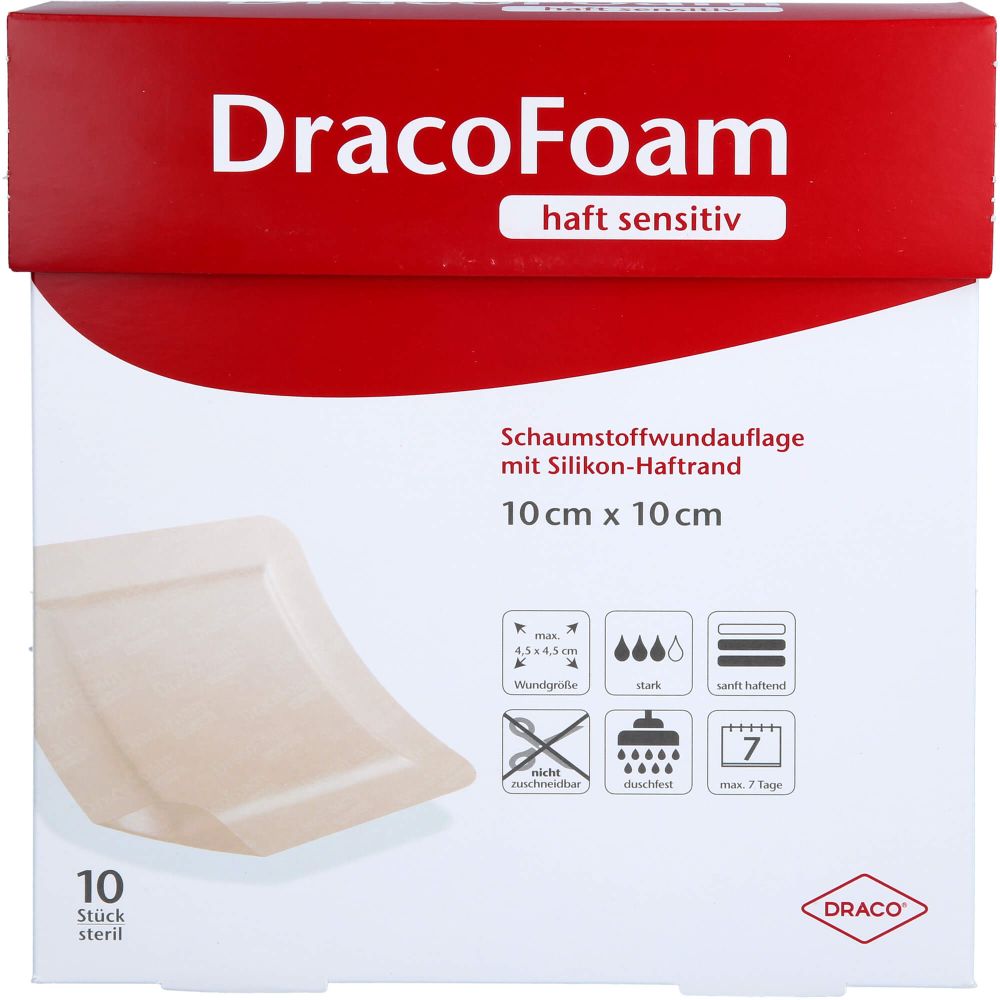 Dracofoam Haft sensitiv Schaumst.Wund.10x10 cm 10 St