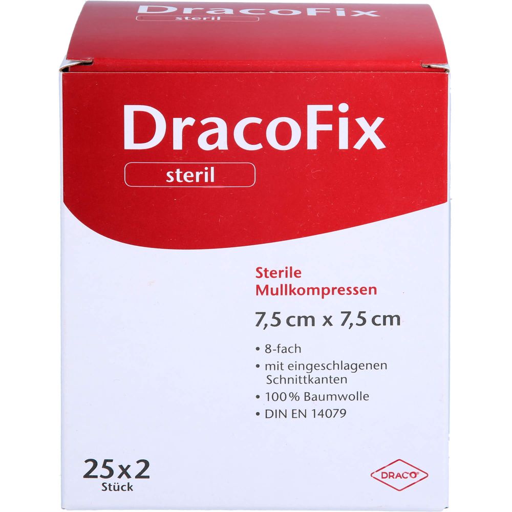 Dracofix Peel Kompressen 7,5x7,5 cm steril 8fach 50 St