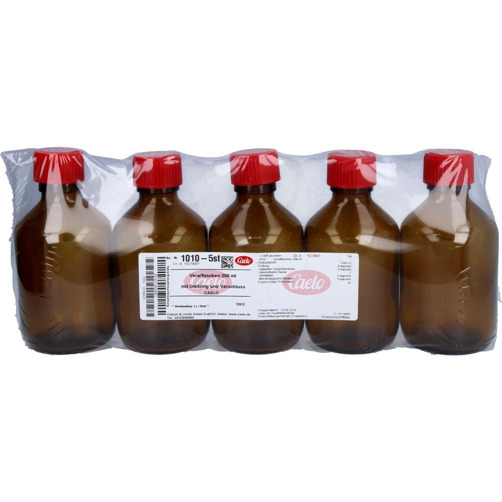 Veralflasche braun 200 ml m.Gießring u.Verschl. 5 St