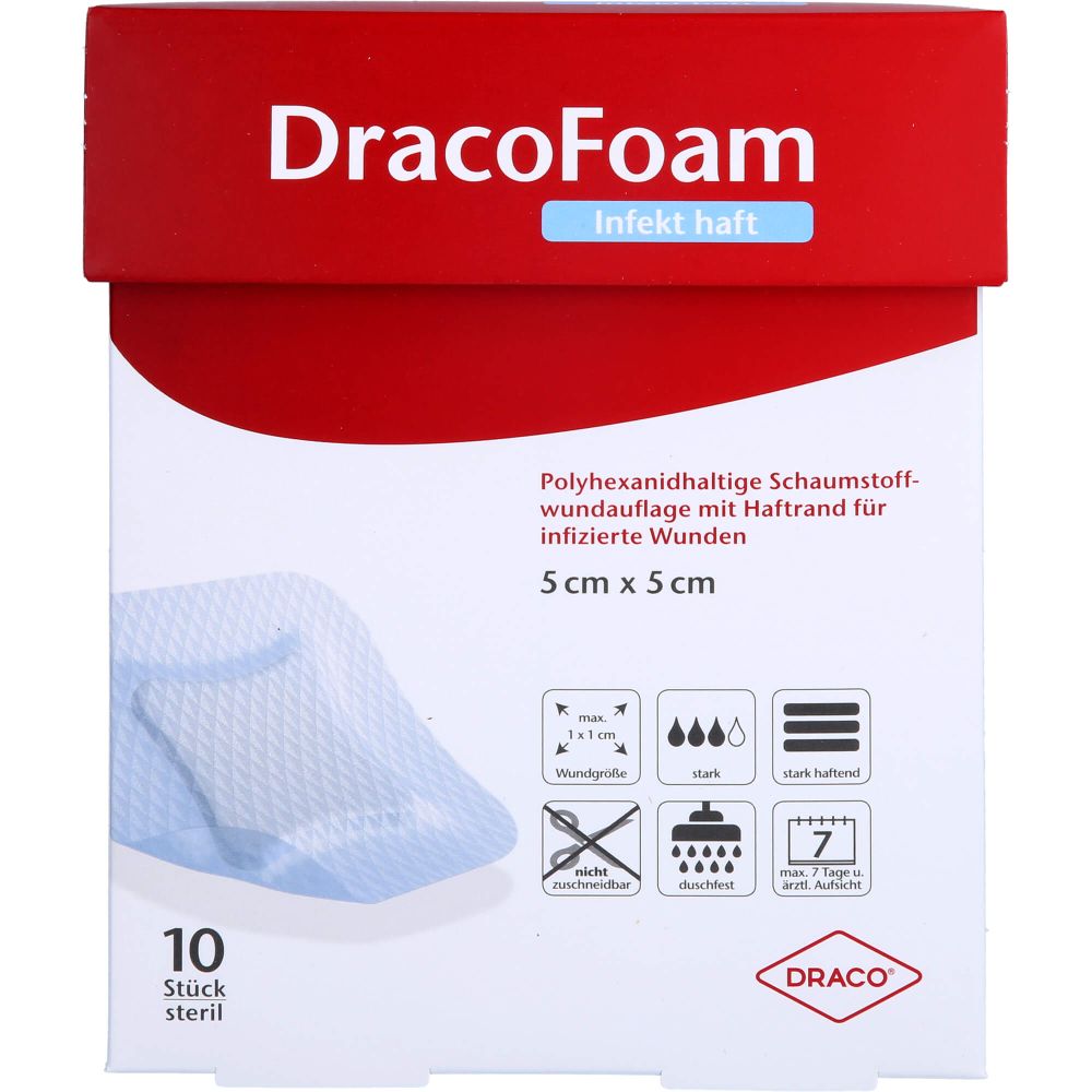 Dracofoam Infekt haft Schaumst.Wundauf.5x5 cm 10 St