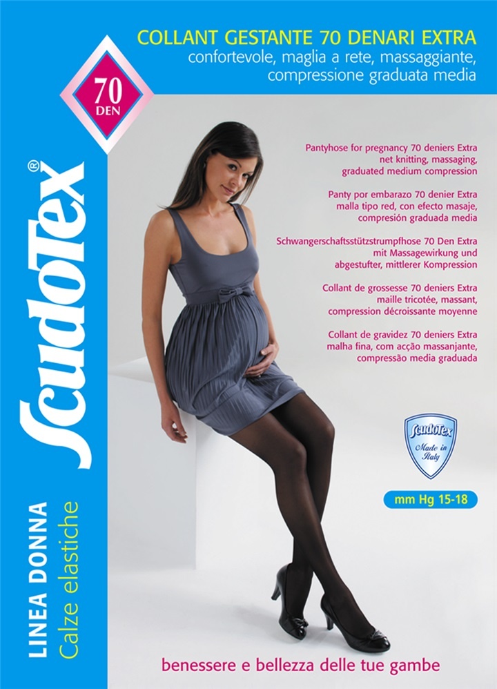 Scudotex 476 Ciorapi compresivi gravide pantaloni, compresie medie 70 DEN, Nero, marimea 6-XXL