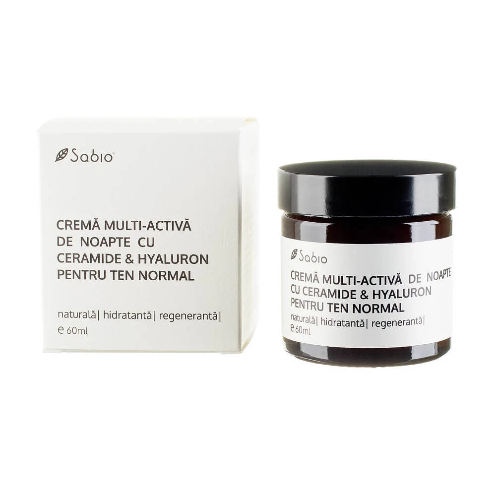 Cremă multi-activă de noapte cu ceramide si hyaluron pentru ten normal, 60 ml, Sabio