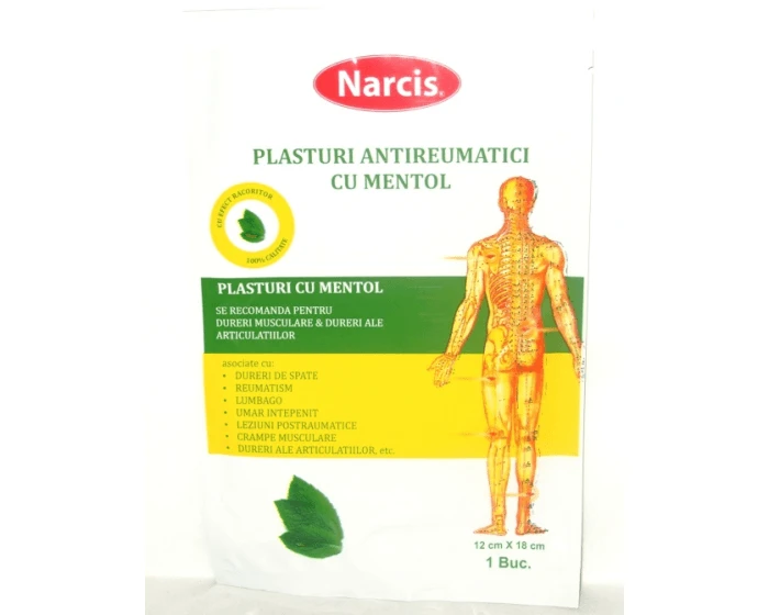Plasture antireumatic cu mentol, 12 x 18 cm, Narcis