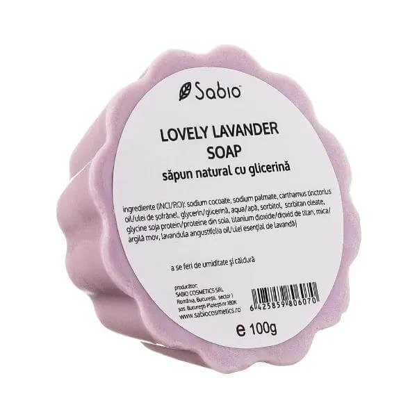 Săpun natural cu glicerina Lovely Lavender, 100 g, Sabio