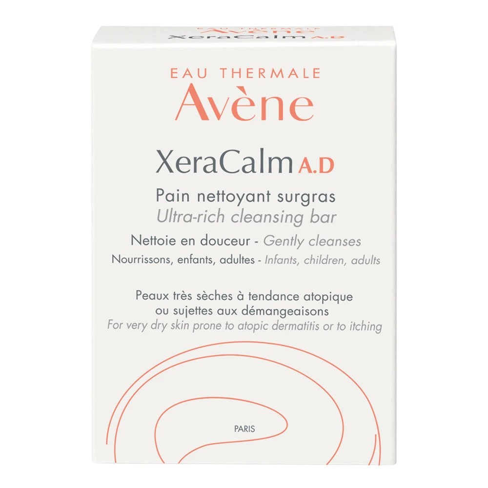 Sapun solid relipidant pentru igiena pielii uscate predispusa la dermatita atopica sau prurit XeraCalm AD, 100 g, Avene