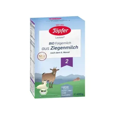 Lapte praf de capră, formulă de continuare 6 luni+ Bio 2 Lactana, 400 g, Topfer 