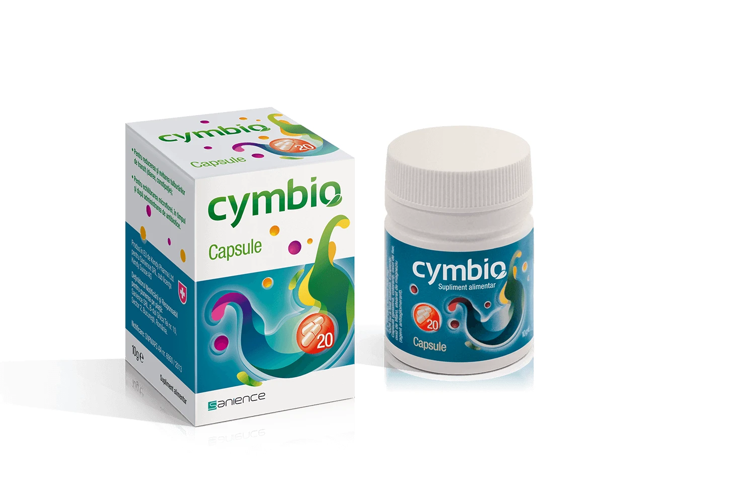 Complex simbiotic natural pentru tulburari digestive Cymbio, 20 capsule, Sanience