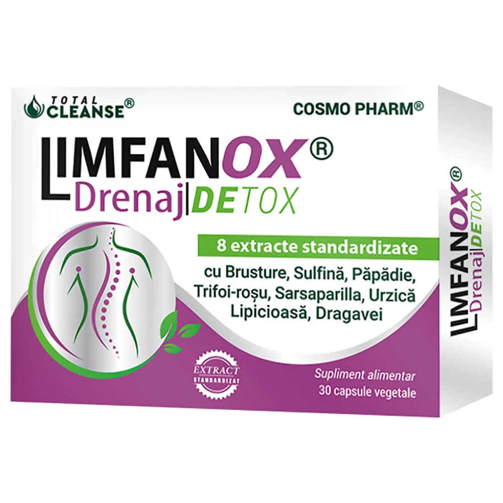 Limfanox Drenaj Detox Total Cleanse, 30 capsule, Cosmopharm
