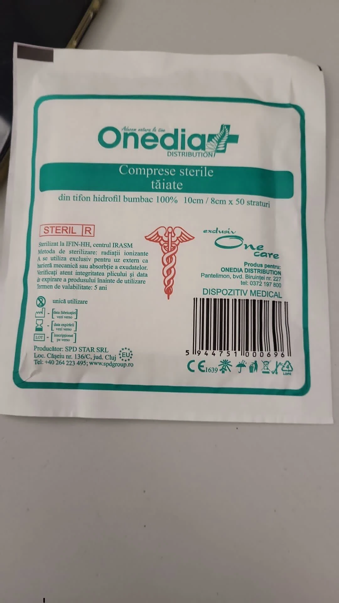 Comprese sterile taiate, 10x8 cm, 50 straturi, Onedia