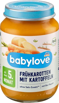 Babylove Mieniu de morcovi cu cartofi ECO, 5+, 190 g