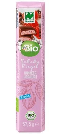 DmBio baton de ciocolată cu lapte cu iaurt și zmeură, 37,5 g