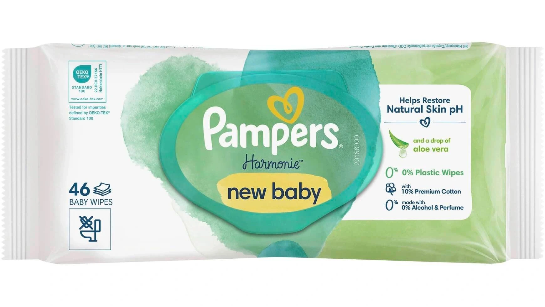 Șervețele umede pentru copii Harmonie New Baby Aloe, 46 bucăți, Pampers